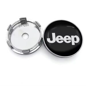 4 New Jeep Black and Silver Wheel Center Caps 56mm Or 60mm